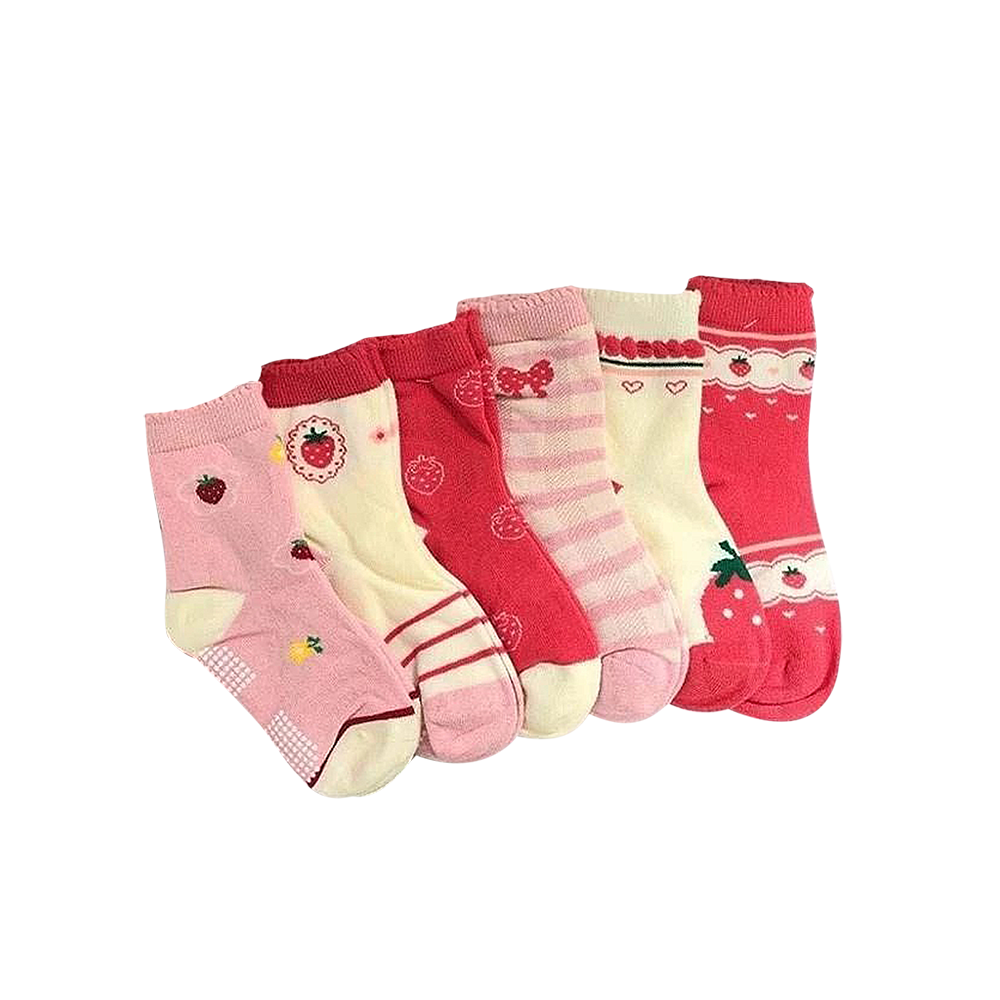 [Kaimei Cotton] MIT Made in Taiwan pure cotton non-slip children's socks Heartberry Berry 13-16cm-8 pairs, , large