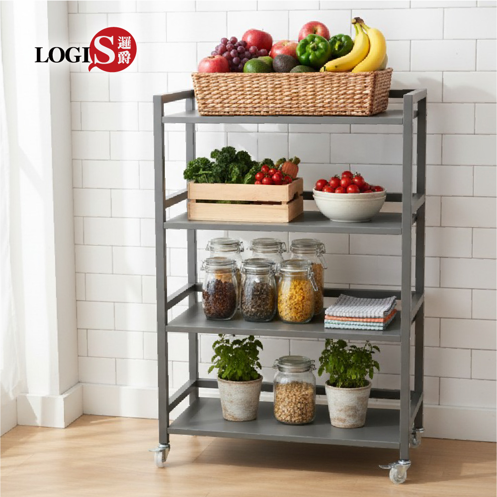 (LOGIS) 四層推車 置物推車 移動式收納架 置物架 置物推車 手推車 浴室衛生收納架 置物架層架 收納推車 收納架零食架 置物推車 【ATG-60】, , large