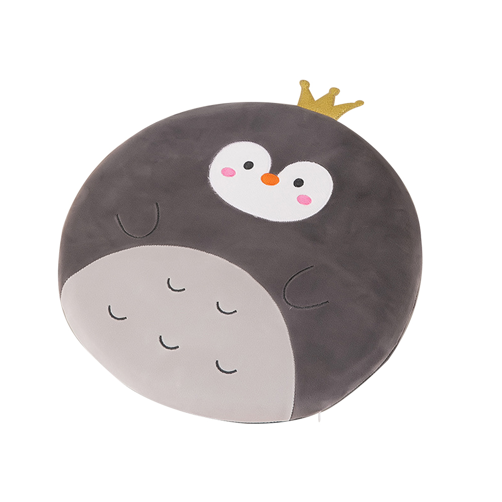 【三浦太郎】可愛動物柔軟彈力毛絨記憶棉圓形坐墊/企鵝(趴睡枕墊/午休/增高墊/軟墊/沙發墊/椅墊)(S0127), , large