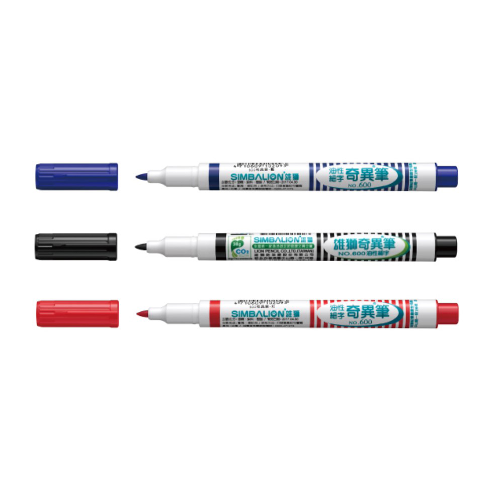 【龍品文創】SIMBALION雄獅 600 細字速乾筆-藍4支紅4支黑4支, , large