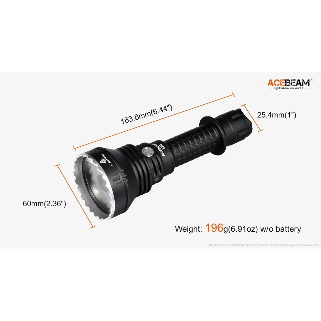 【電筒王】ACEBEAM L19 最高1520米射程 2200流明 強光遠射LED手電筒 不鏽鋼攻擊頭 防水, , large