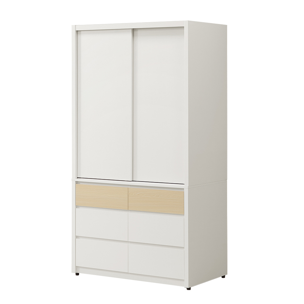 【唯熙傢俱】羅伊原木雙色3.5尺滑門衣櫃, , large