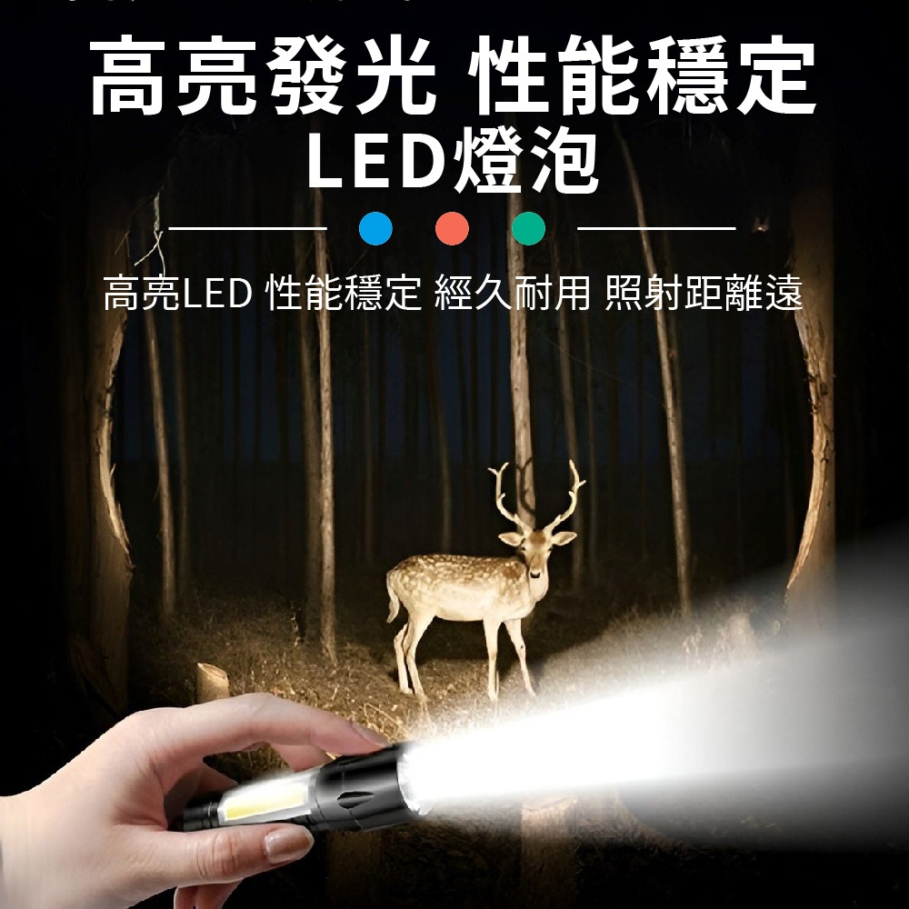 伸縮變焦手電筒 鋁合金手電筒 手電筒 迷你充電手電筒 COB USB充電手電筒  多功能手電筒 探照燈 迷你手電筒, , large