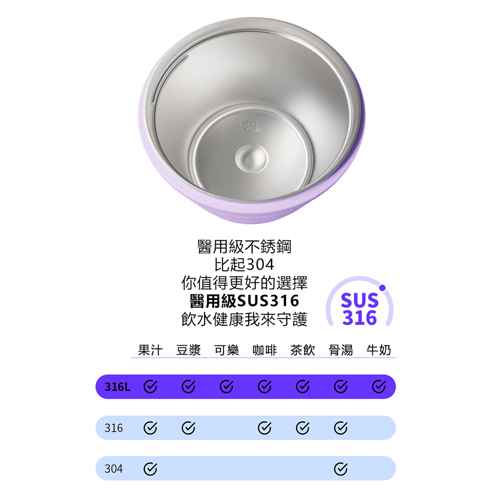 KEPO LQ 400ml KC001 POPO嘭嘭咖啡杯316不銹鋼內膽 白色, , large
