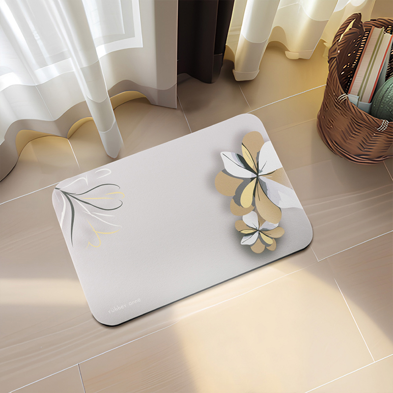 【怪獸】rubber anne 超吸軟式珪藻土吸水地墊 風韻之境(60x40cm) -淡灰, , large