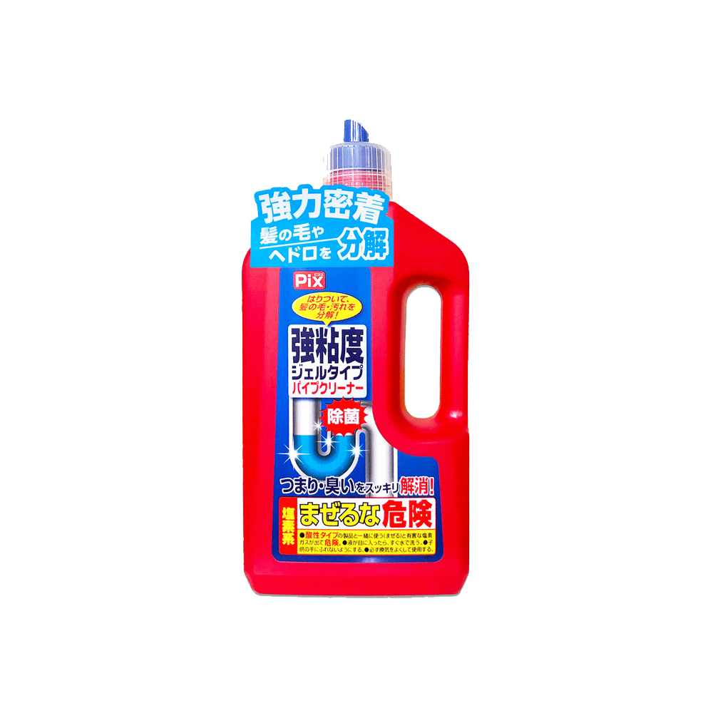 [日日好物]日本獅子化工-PIX強黏度濃稠凝膠分解毛髮溶解油垢管道疏通劑800g/紅瓶(廚房衛浴水管清潔劑,U形管消臭防堵塞,排水口除臭劑,居家大掃除), , large