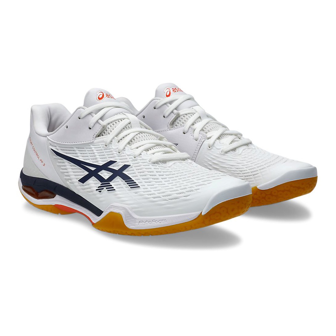 [秉宸] ASICS COURT CONTROL FF 3 室內羽球鞋 白黑橘 1071A087-100, , large