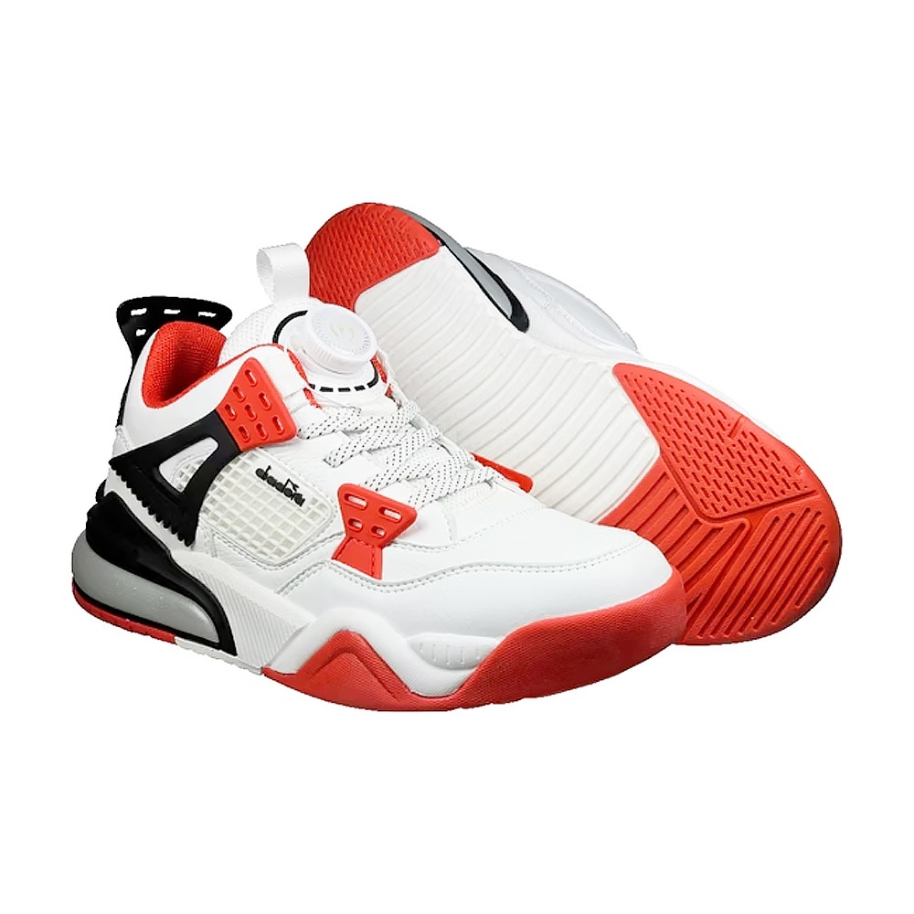 DIADORA迪亞多那 陸戰隊大童籃球鞋 童運動鞋 童鞋 寬楦 輕量 保護後跟 減震 穩定 抗菌 除臭 白黑紅 黑綠桔, , large