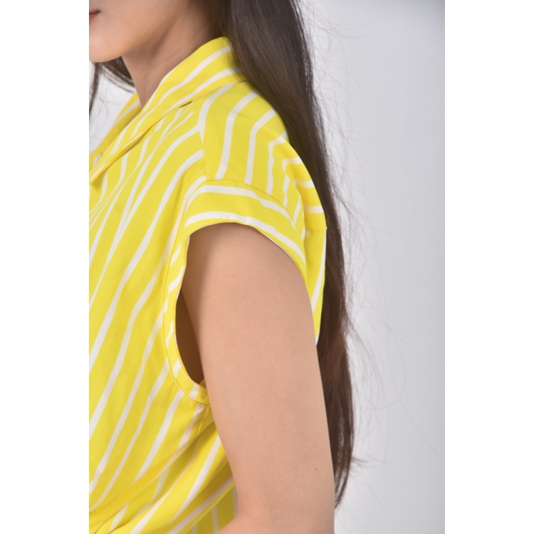 (L) G2000質感無袖亮黃色綁帶洋裝二手衣, , large