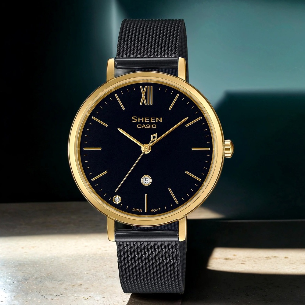 CASIO 卡西歐 SHEEN 優雅米蘭帶石英女錶 SHE-4539BGM-1A, , large