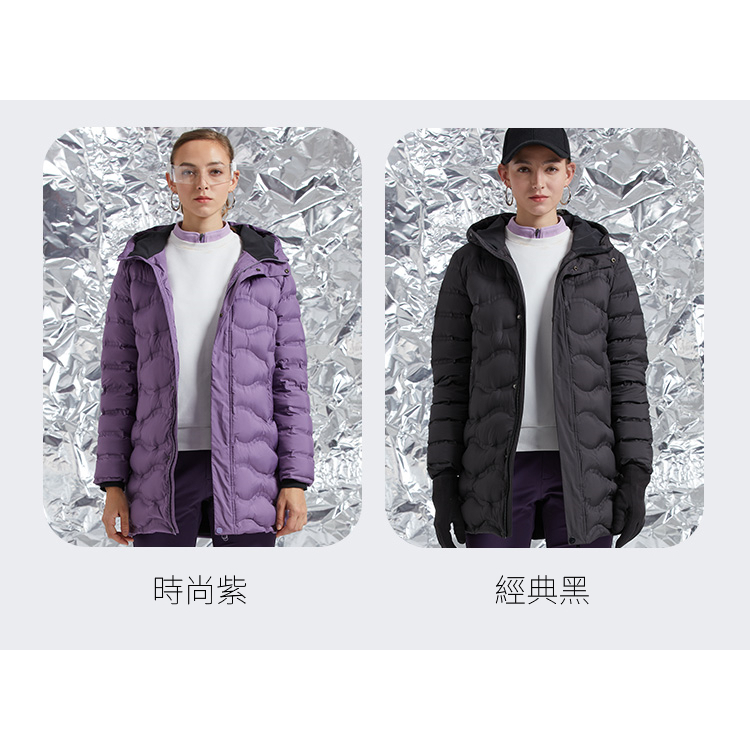 【TECTOP 探拓戶外】12145310女款長版無縫連帽羽絨外套～時尚長版連帽設計、無縫防風、防潑水、白鴨絨, , large