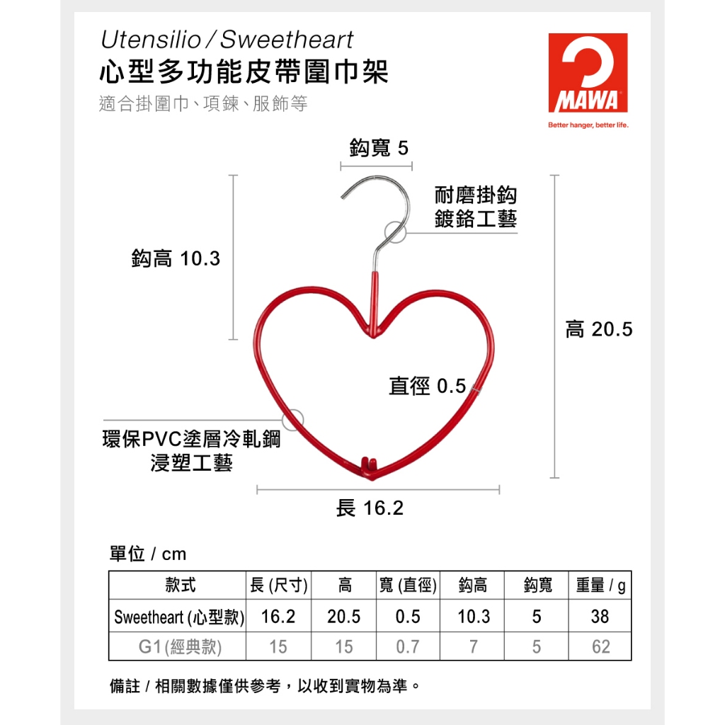 【德國MAWA】德國原裝進口 時尚愛心衣架(紅色/2入), , large