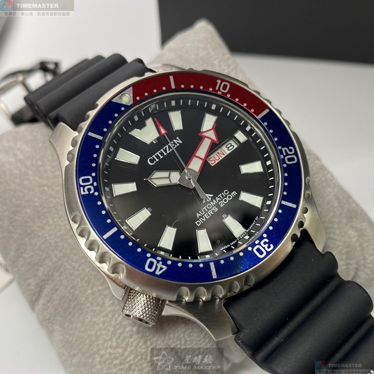 [星晴錶業]CITIZEN手錶,44mm,CI00001黑色錶面銀錶殼深黑色矽膠錶帶款, , large