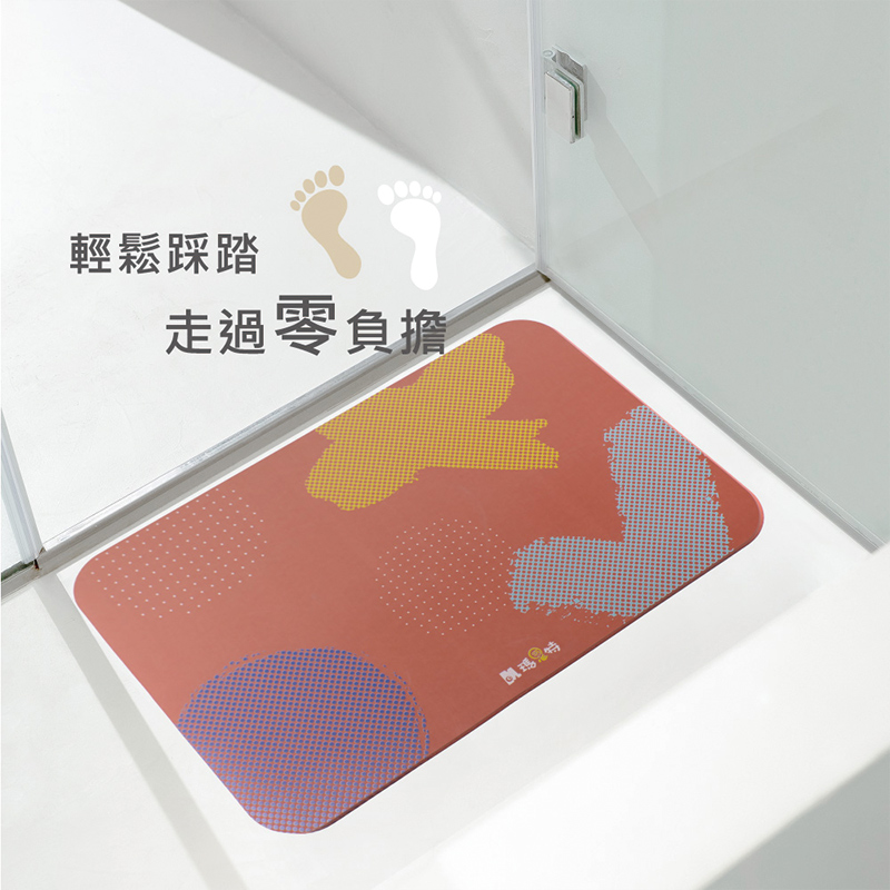 【怪獸】瑪思特 30秒瞬吸 軟式珪藻土吸水地墊 噗噗風 (60x40cm) -橘色, , large