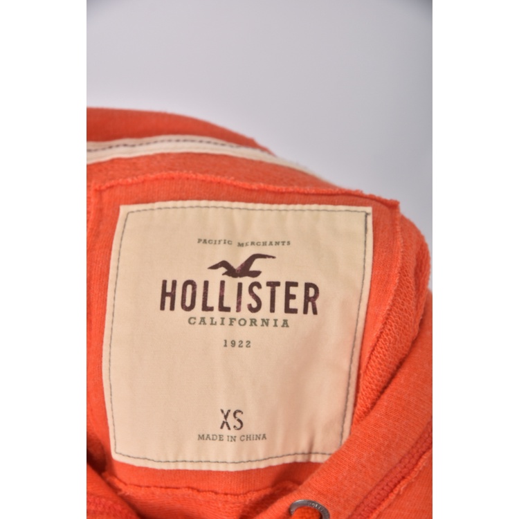 (S) hollister質感修身短版棉質連帽橘色短袖上衣二手衣, , large