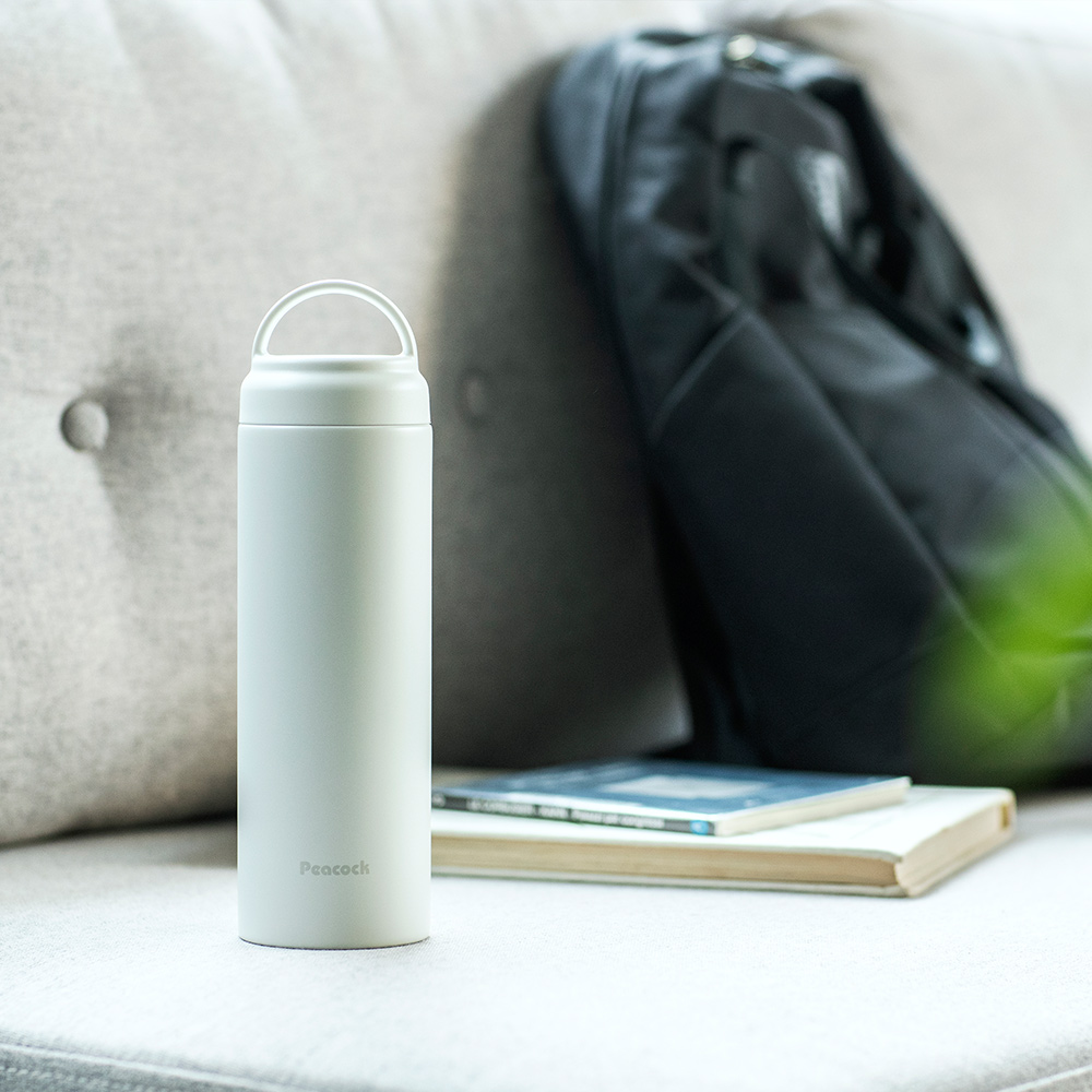 【日本孔雀Peacock】不鏽鋼 手提式City城市休閒 保冷保溫杯600ML(提把設計)-任選色, , large