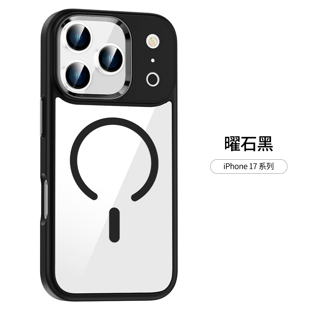 【CR科瑞亞】iPhone 17高清透亮｜金屬按鍵鏡頭框｜Magsafe防摔保護殼-黑色, , large