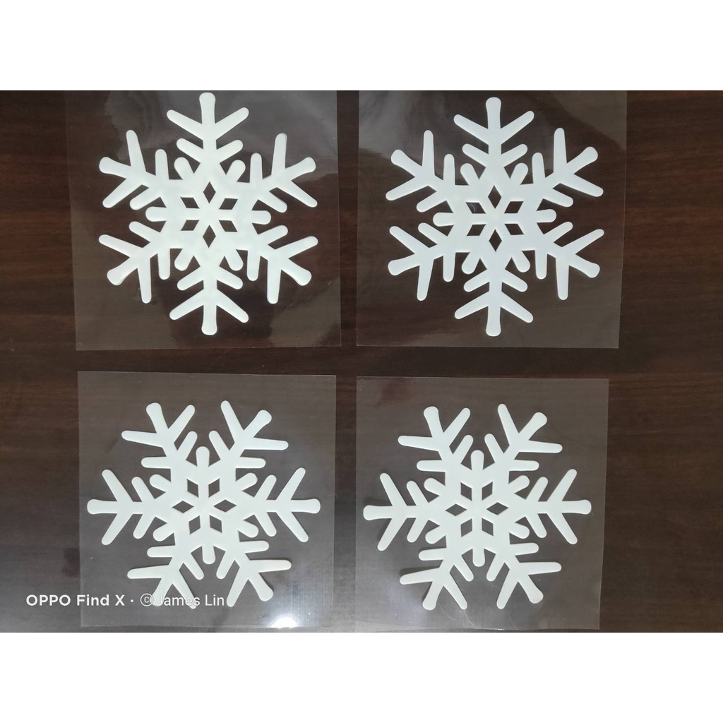 GS MALL 台灣製造 一組8入 夜光裝飾雪花 聖誕節雪花 聖誕雪花 夜光雪花 雪花窗貼 夜光裝飾 夜光壁貼, , large