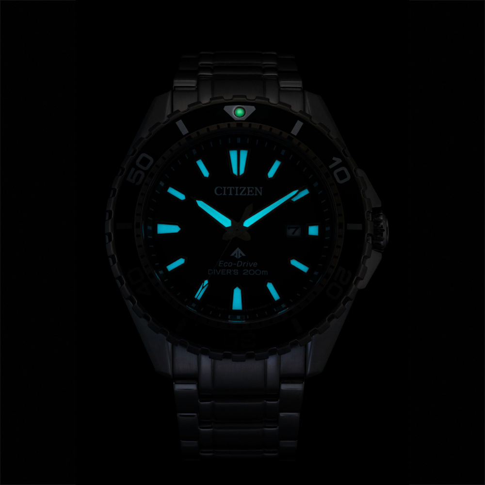 CITIZEN 星辰 PROMASTER MARINE 光動能200米潛水錶-銀x綠 BN0199-53X, , large