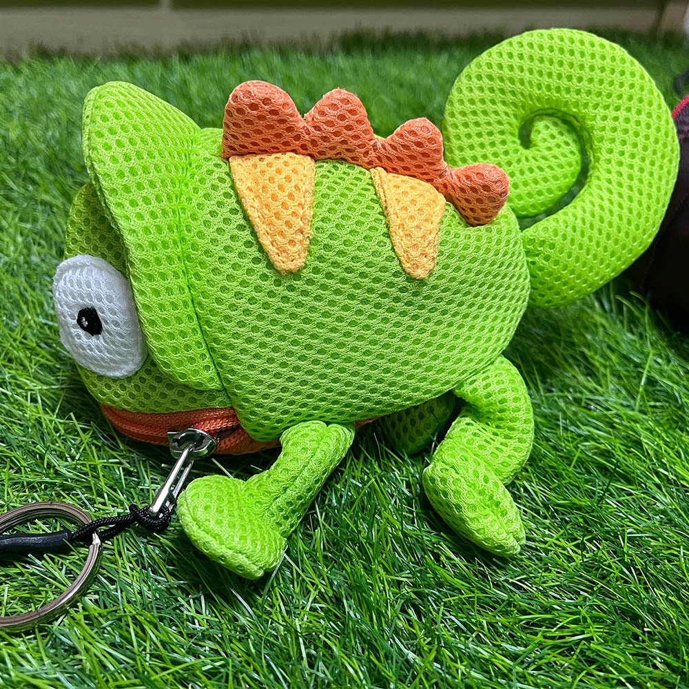 【可愛造型 可機洗 透氣抗菌】變色龍 鑰匙包 零錢包 吊飾 鑰匙圈吊飾 禮物 交換禮物 包包吊飾【加贈購物袋顏色隨機】, , large
