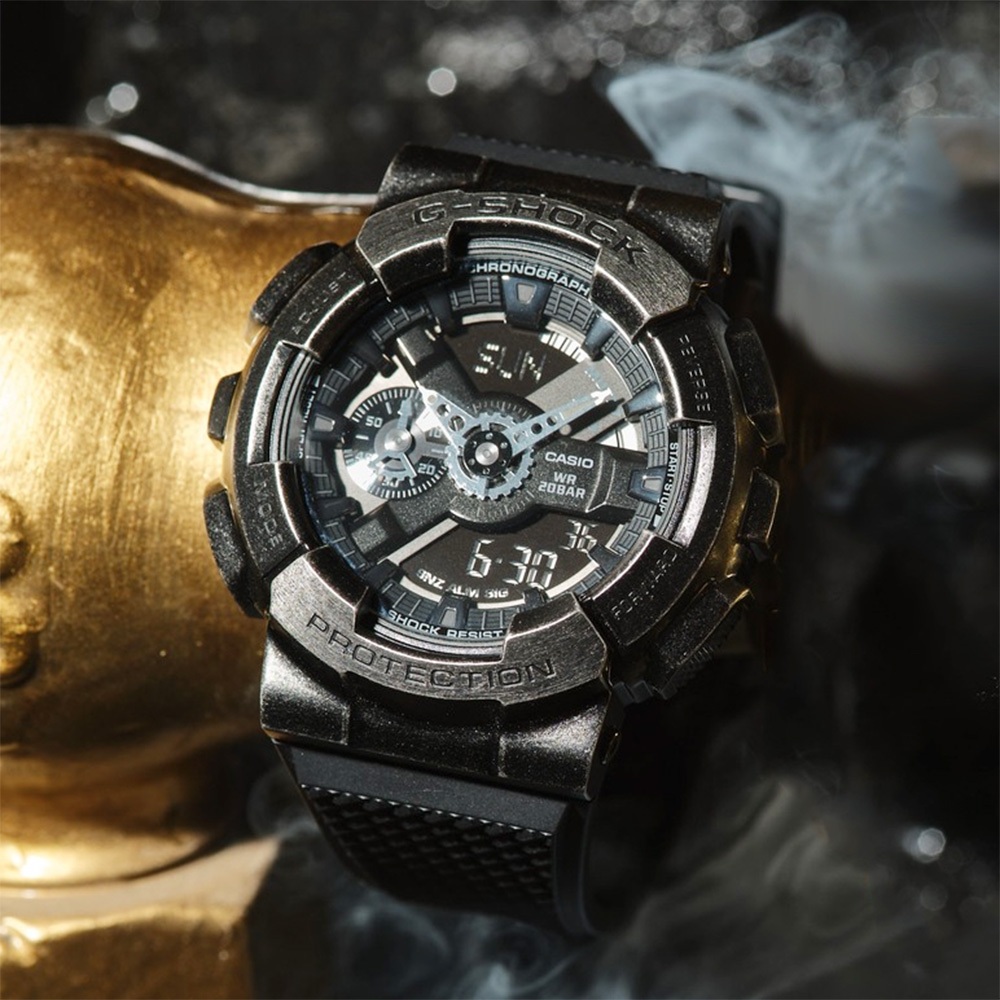 CASIO 卡西歐 G-SHOCK 工業風仿舊金屬雙顯手錶 GM-110VB-1A, , large