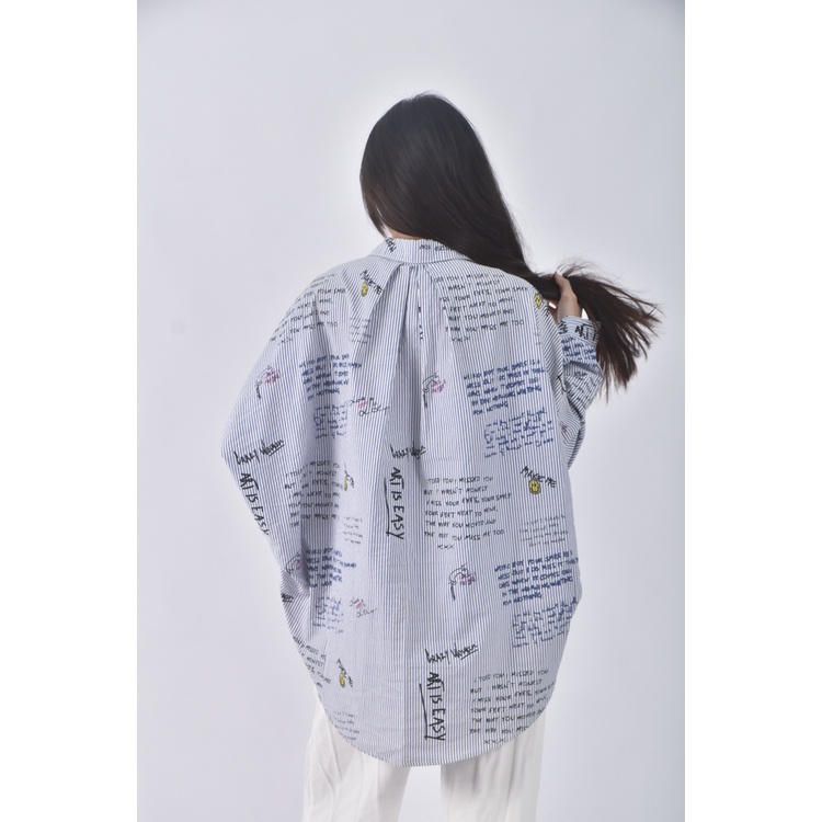 (F) thanku條紋藍色襯衫上衣二手衣, , large