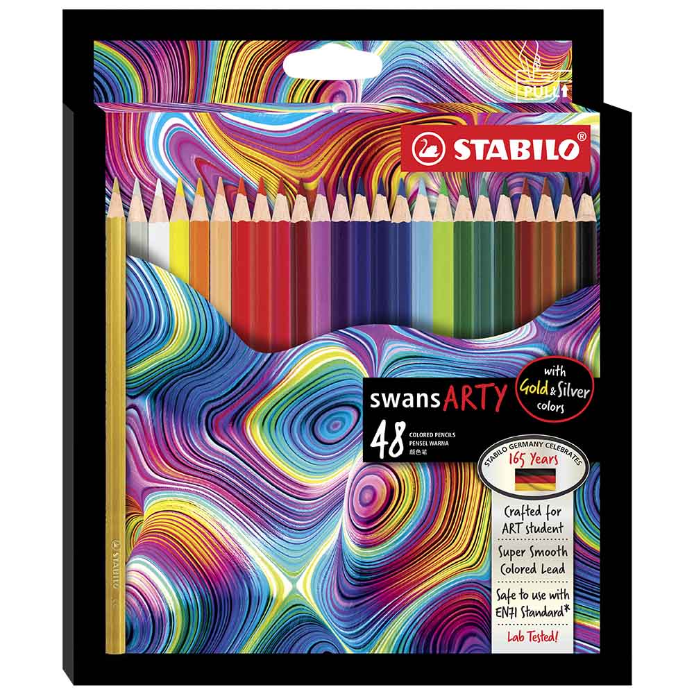 STABILO 德國 思筆樂 Swans ARTY 油性色鉛筆 紙盒 48色組/盒 ST1520/48, , large