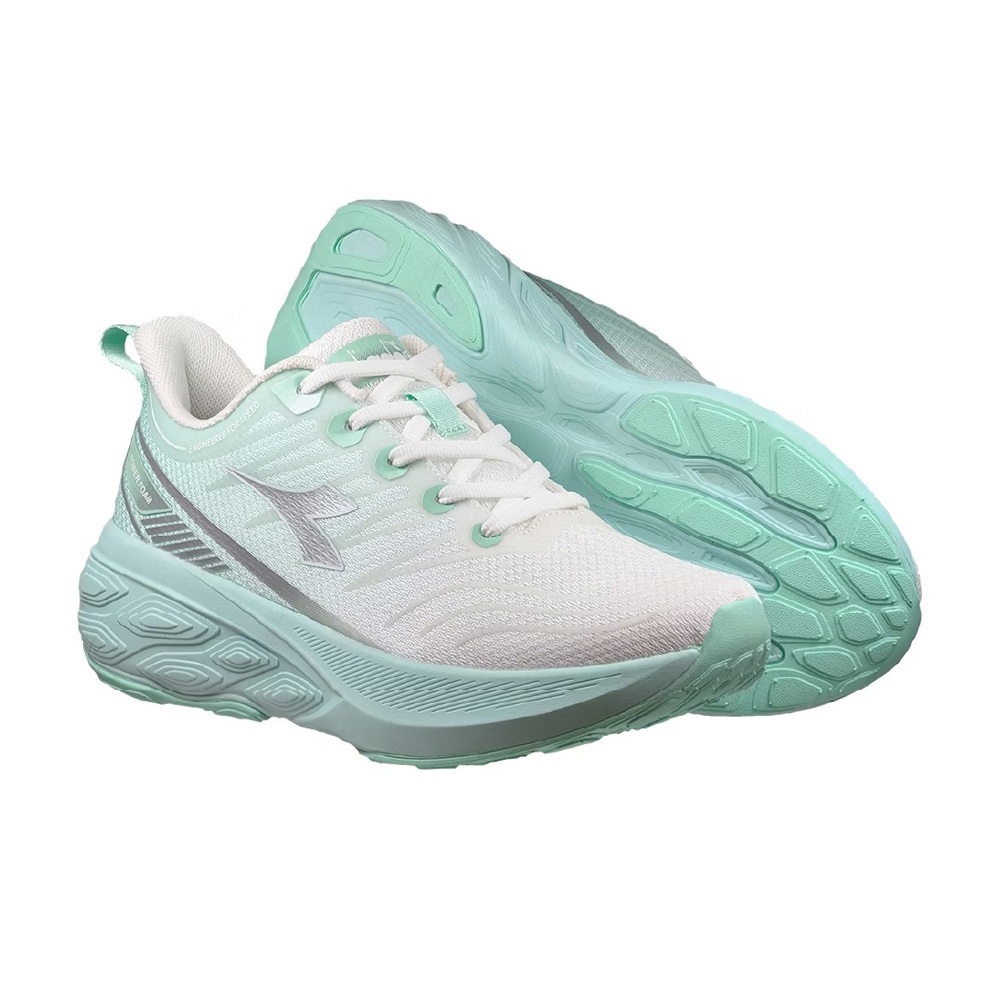 DIADORA迪亞多那 勁速輕量慢跑鞋 女運動鞋 女鞋 透氣 舒適 緩衝 厚底 吸震 回彈 足弓支撐 止滑 白綠 白紅, , large