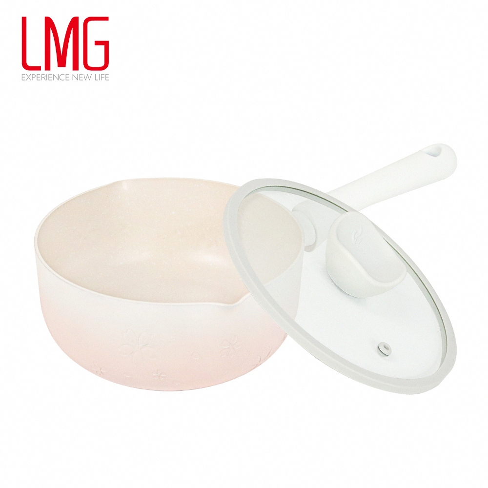 【LMG】雪櫻日式不沾雪平鍋-櫻花粉22cm