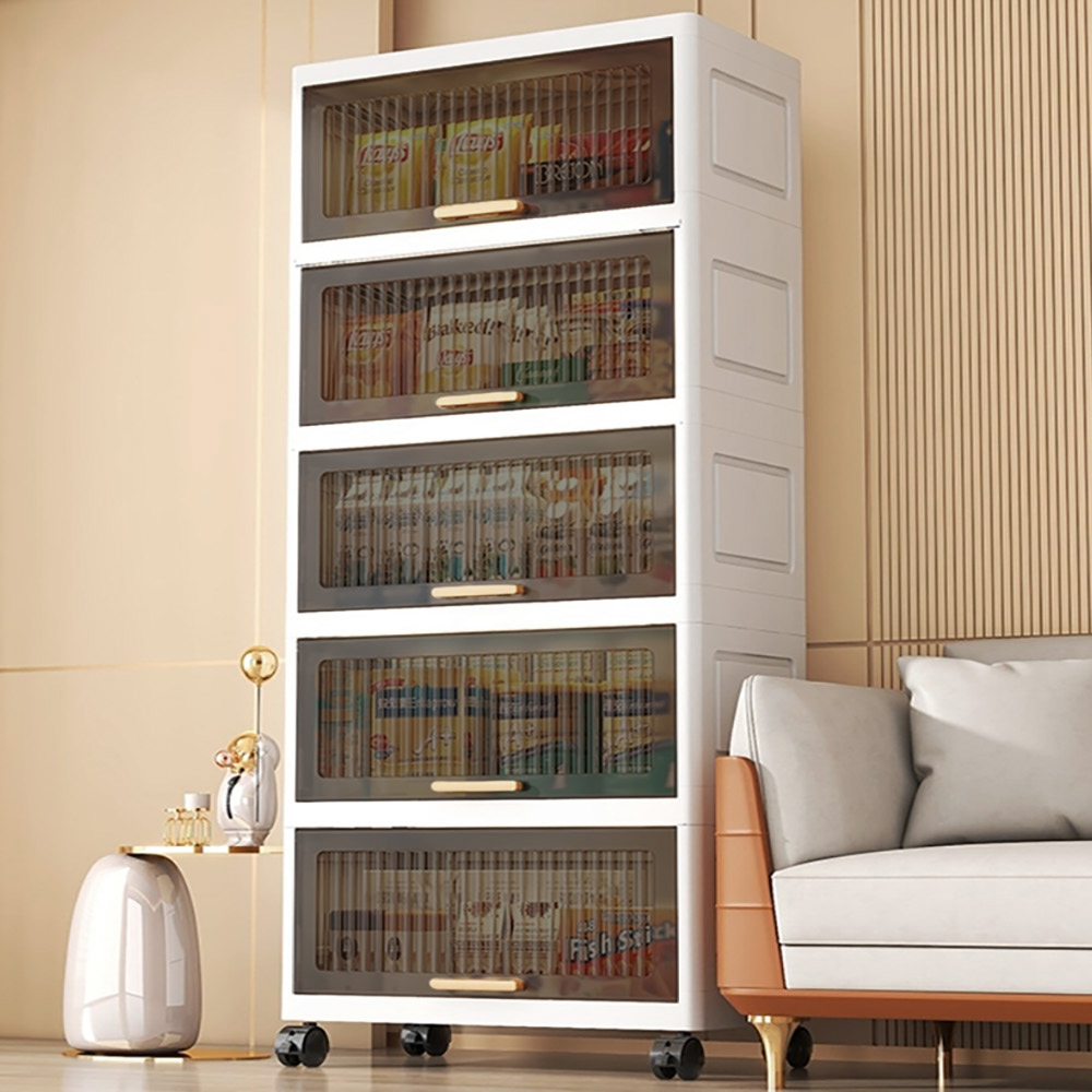 【AOTTO】60面寬附輪五層翻蓋收納櫃(AC-061BK), , large