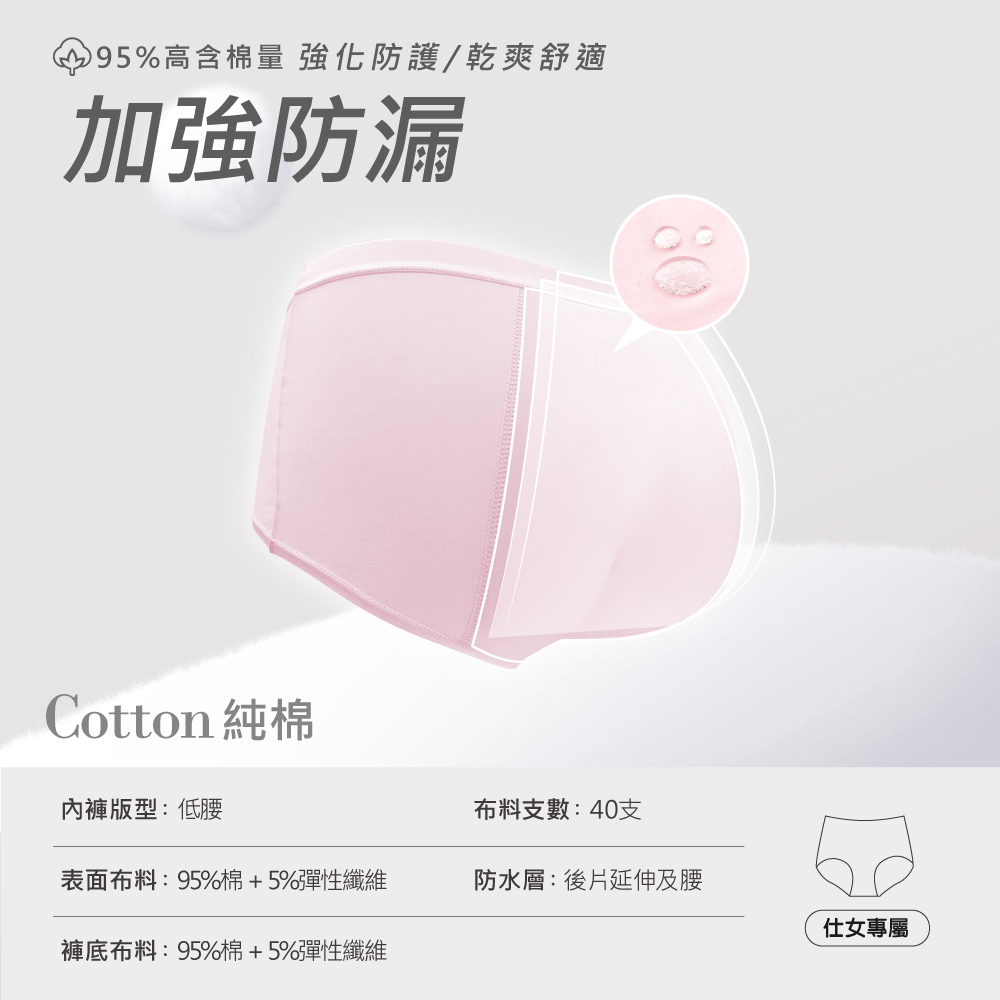 【伊柔EVEROY】舒適純棉低腰加高防漏生理內褲 M-2XL/Q內褲 9820-31 粉, 粉色, large