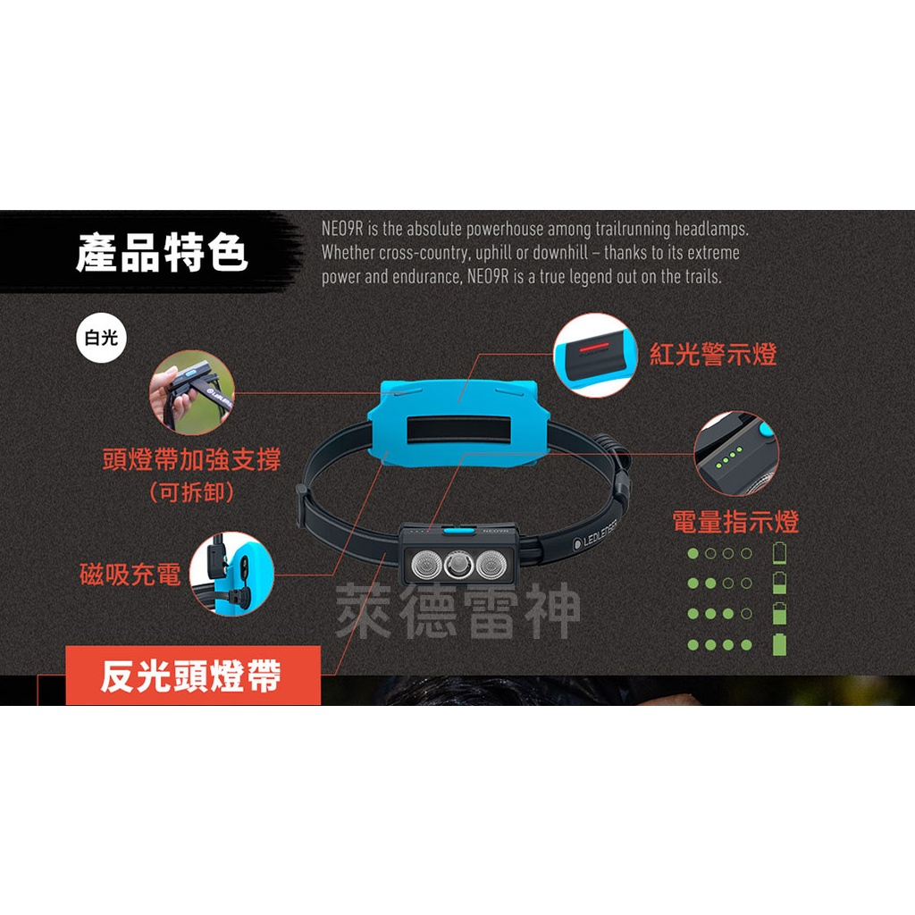 【德國Ledlenser】NEO9R 充電式慢跑頭燈 〖兩色可選〗, , large
