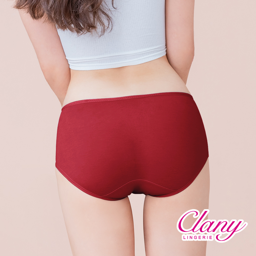 【Clany可蘭霓】台灣製絲蛋白美膚內褲 ｜莫代爾親膚透氣低敏・中腰女內褲 M&ndash;XL  熱情紅 2152-96, , large