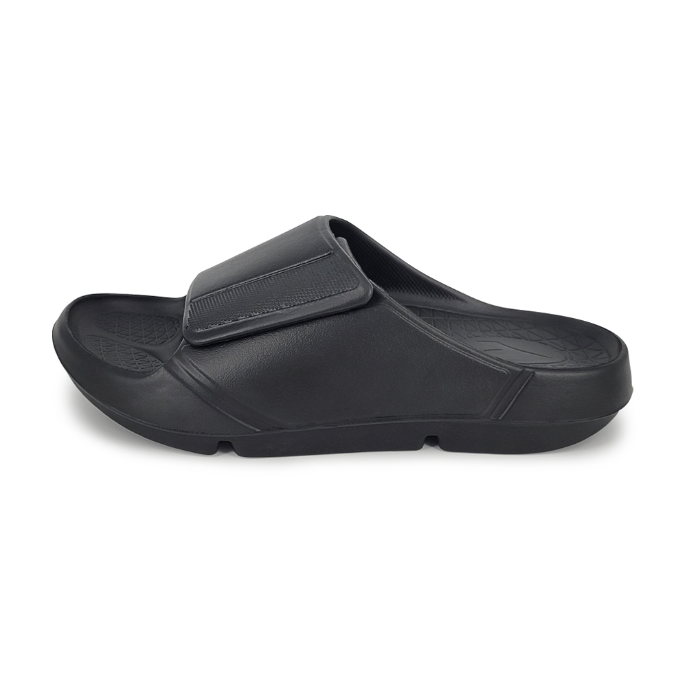 DIADORA迪亞多那 紓壓厚底拖鞋 MIT台灣製造 休閒 運動 簡約 素色 魔鬼氈 彈力 足弓支撐 舒壓 防滑 黑 灰, , large