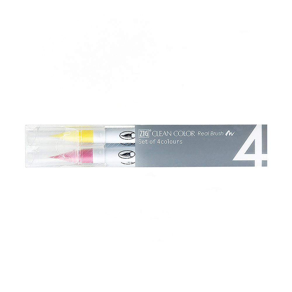 【Kuretake 吳竹】ZIG 彩繪毛筆 4色套組 /組 RB-6000AT-4VB(日本品牌), , large