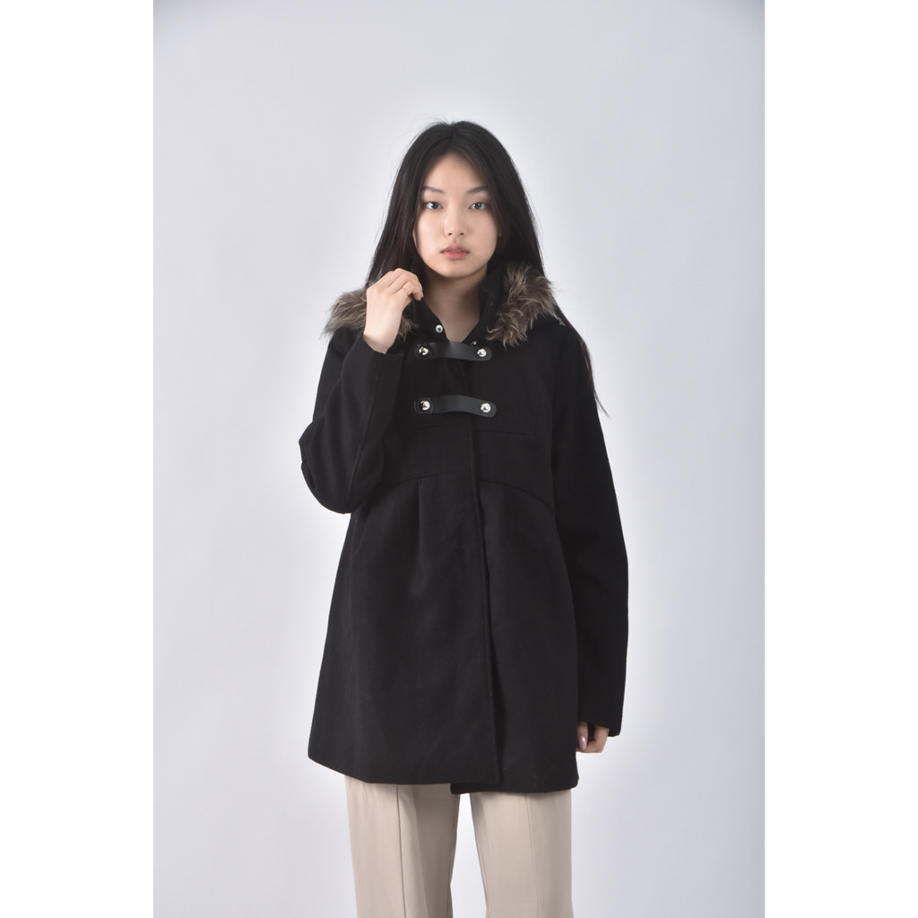 (S) 【金莎私服】kiabi質感連帽黑色外套二手衣, , large