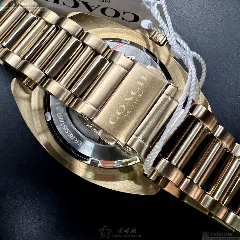 [星晴錶業]COACH手錶,46mm,CH00217雙面機械鏤空錶面金色錶殼金色精鋼錶帶款, , large