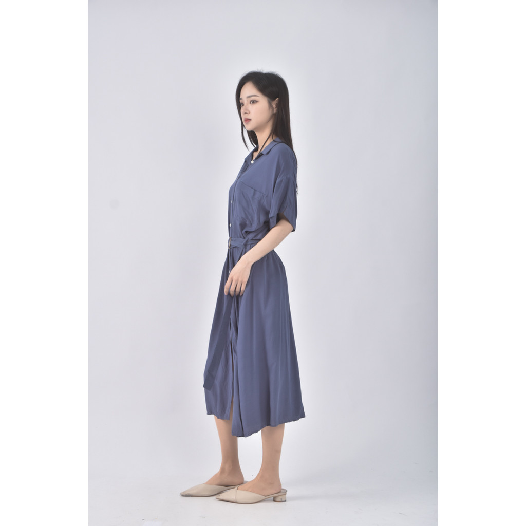 (S) mouggan質感藍色綁帶洋裝二手衣, , large