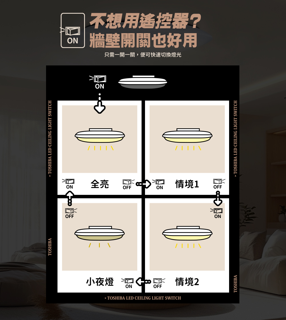 TOSHIBA Star Screen 60W Beauty LED Ceiling Lamp Dimming and Color Adjustment (LEDTWRGB16-09S), , large