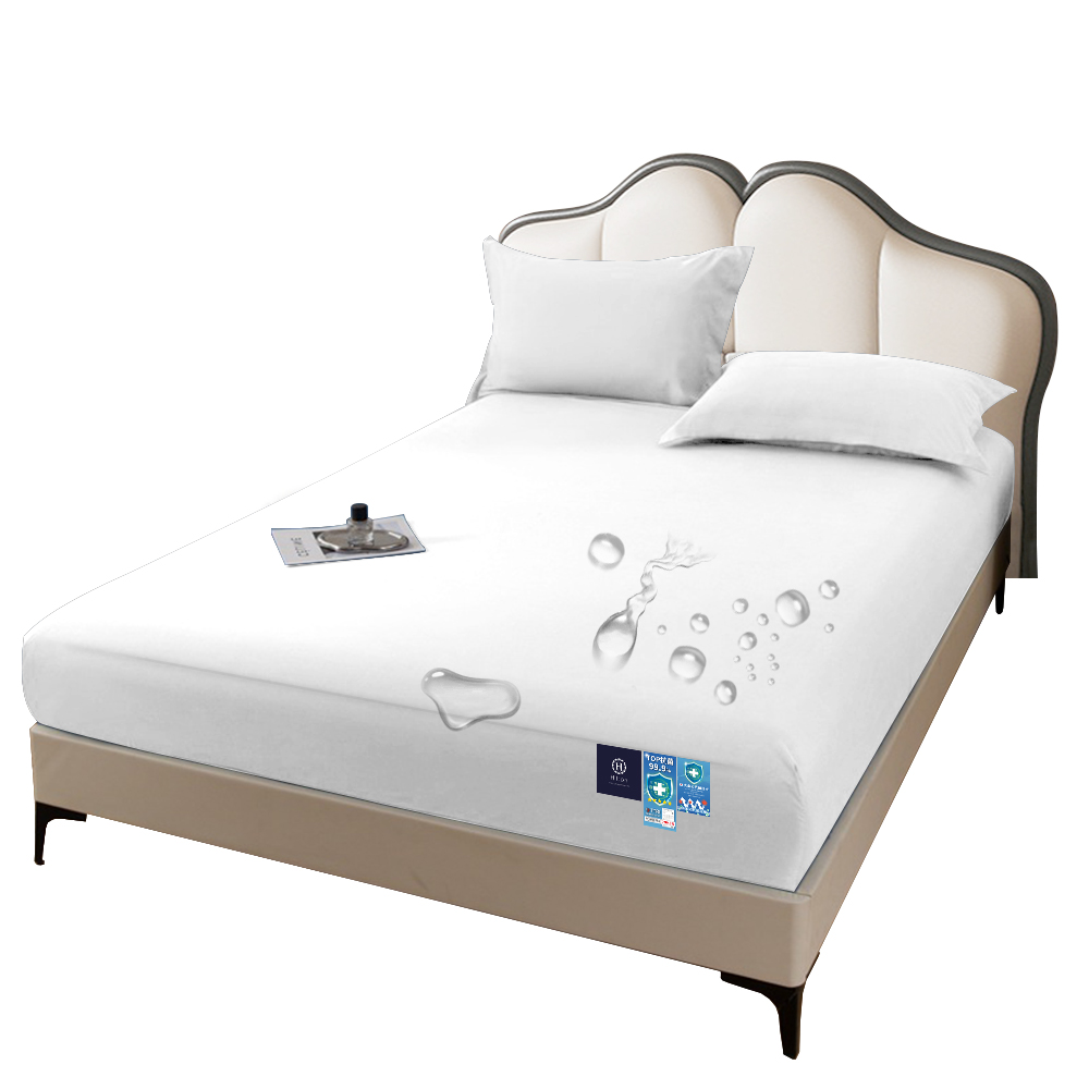 【Hilton】100% waterproof and antibacterial clean bed sheet - double/two colors optional (thin bed sheet/fitting sheet/mattress) (B0239-M), 白色, large