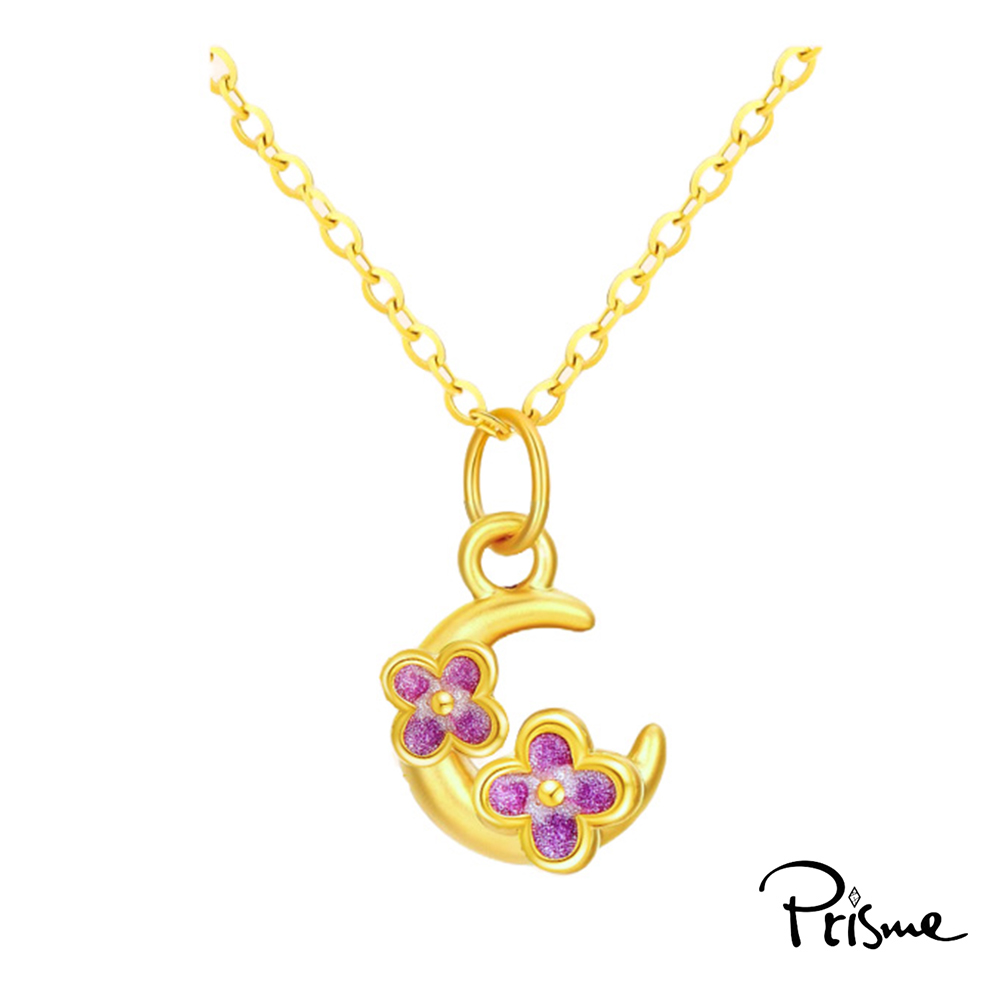 【Prisme Gold】黃金項鍊 桂花月亮 鍊墜項鍊 (金重：約0.08錢&plusmn;0.03), , large
