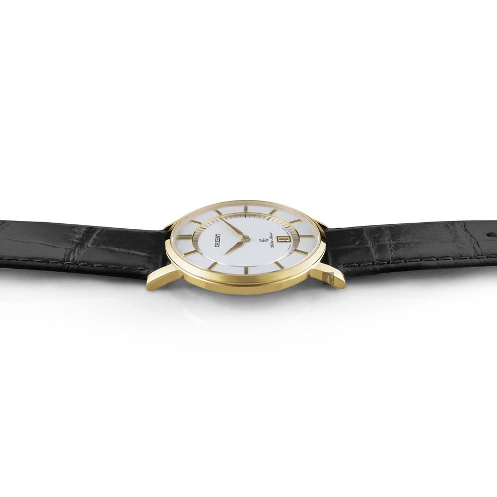 ORIENT 東方錶 SLIM 紳士輕薄石英錶-金框x黑/38mm FGW01002W, , large