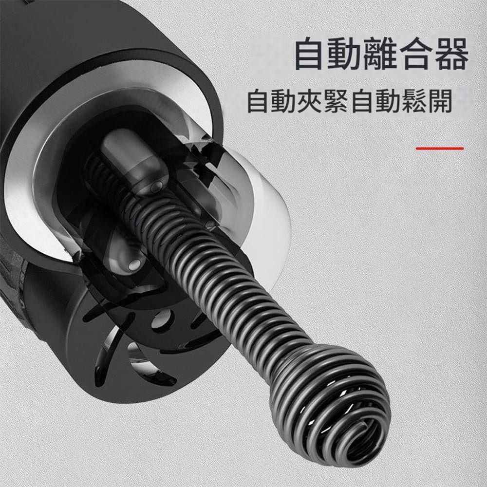 12V自動離合管道疏通器1.5米3節1電1充, , large