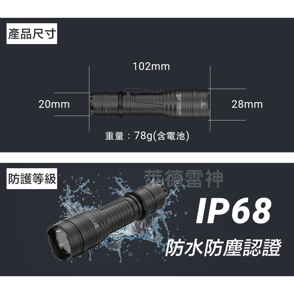 【德國Ledlenser】副品牌 TFX Zosma 900 戰術型充電手電筒, , large