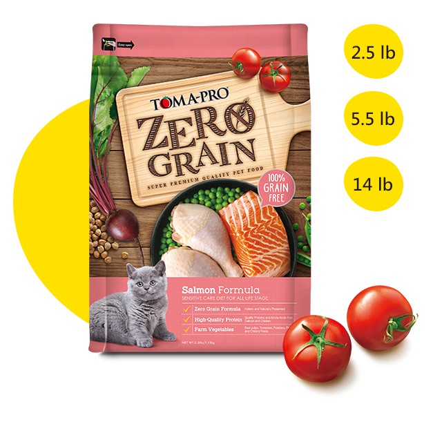 優格 TOMA-PRO 天然%零穀配方 全齡貓用敏感配方 鮭魚 無榖 貓飼料 貓糧 2.5磅, , large