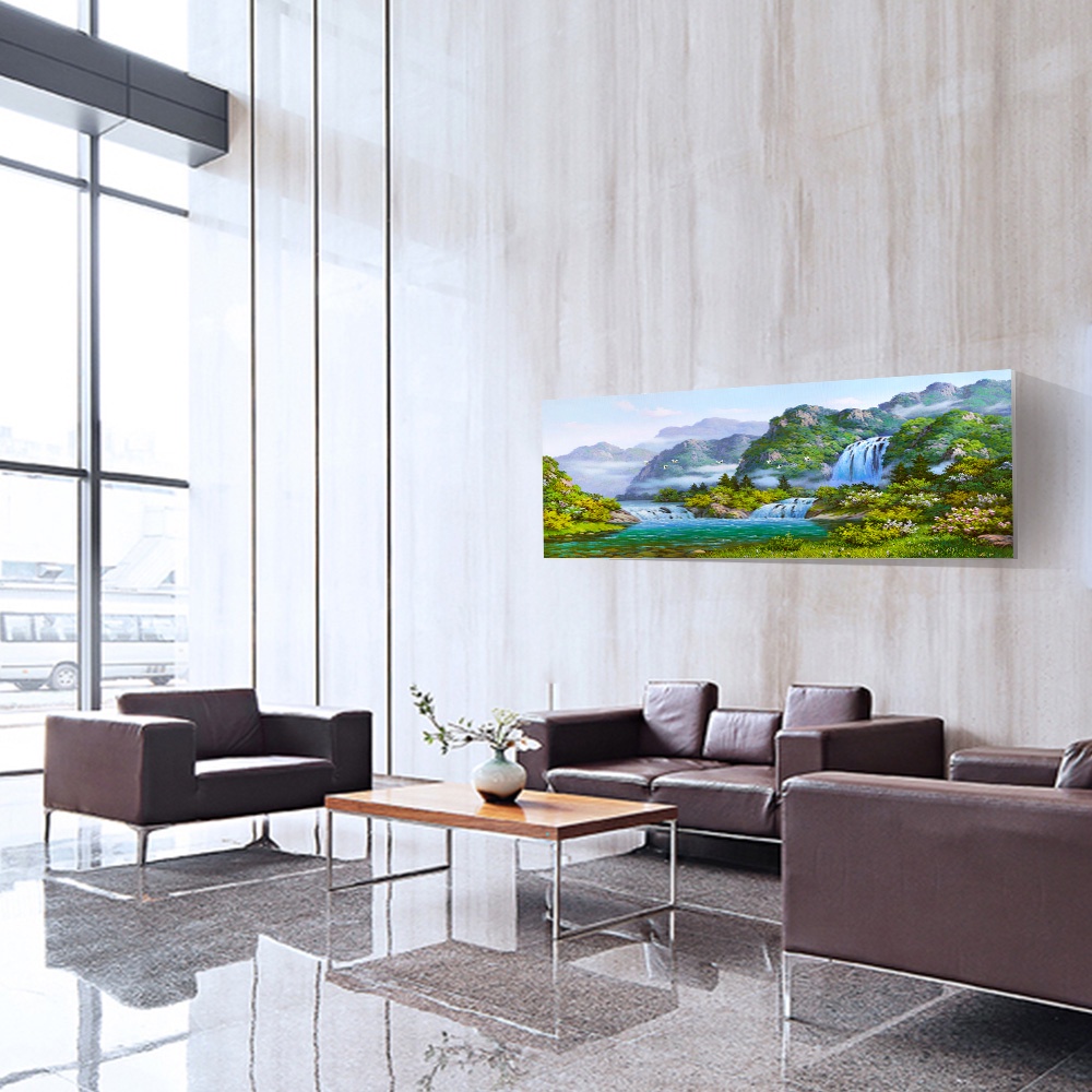 【御畫房】山青水秀 國家一級畫師手繪油畫60×120cm(VF-39), , large