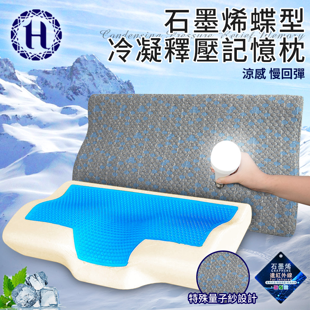 Buy one get one free [Hilton Hilton] Calm Gray Graphene Butterfly Shape Condensation Pressure Relief Memory Pillow (B0112), , large