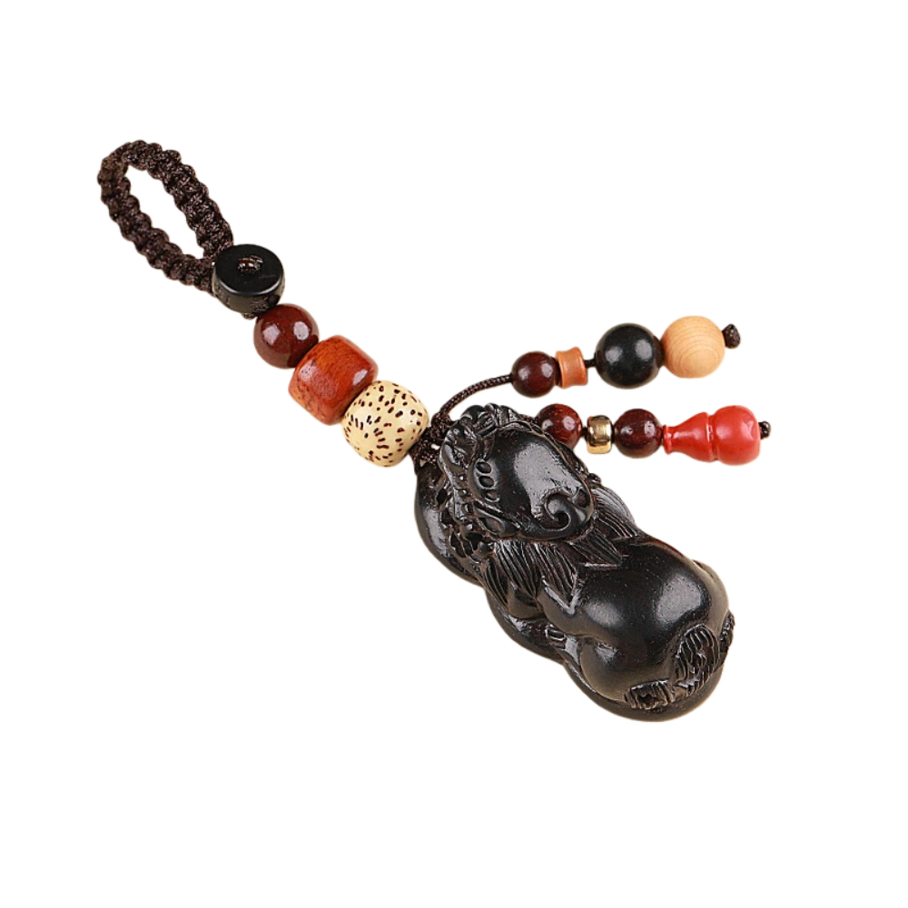 【A&R】招財開運 黑檀貔貅招財護身鑰匙扣掛飾 朱砂葫蘆, , large