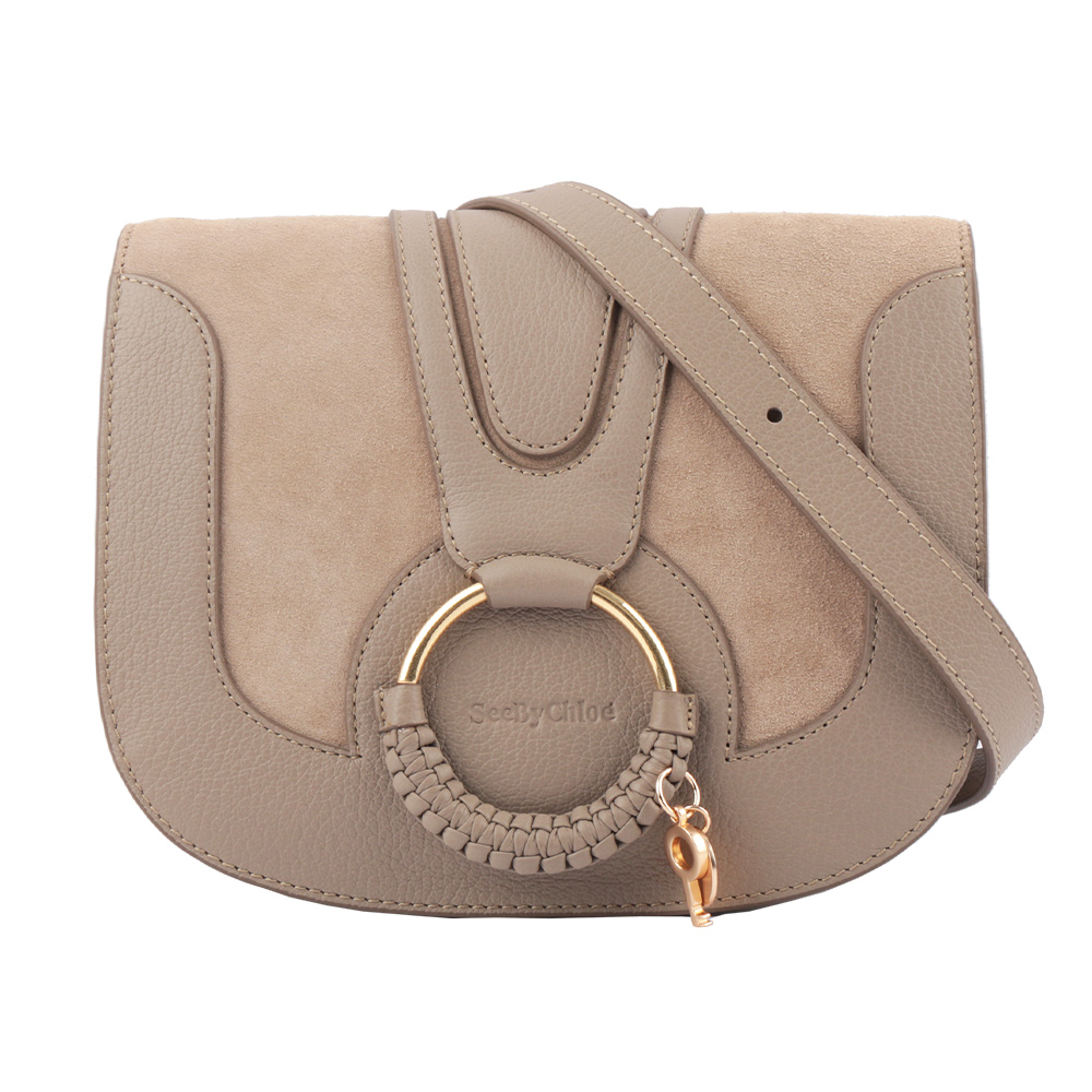 SEE BY CHLOE HANA bag 小型麂皮皮革斜背包/灰色, , large