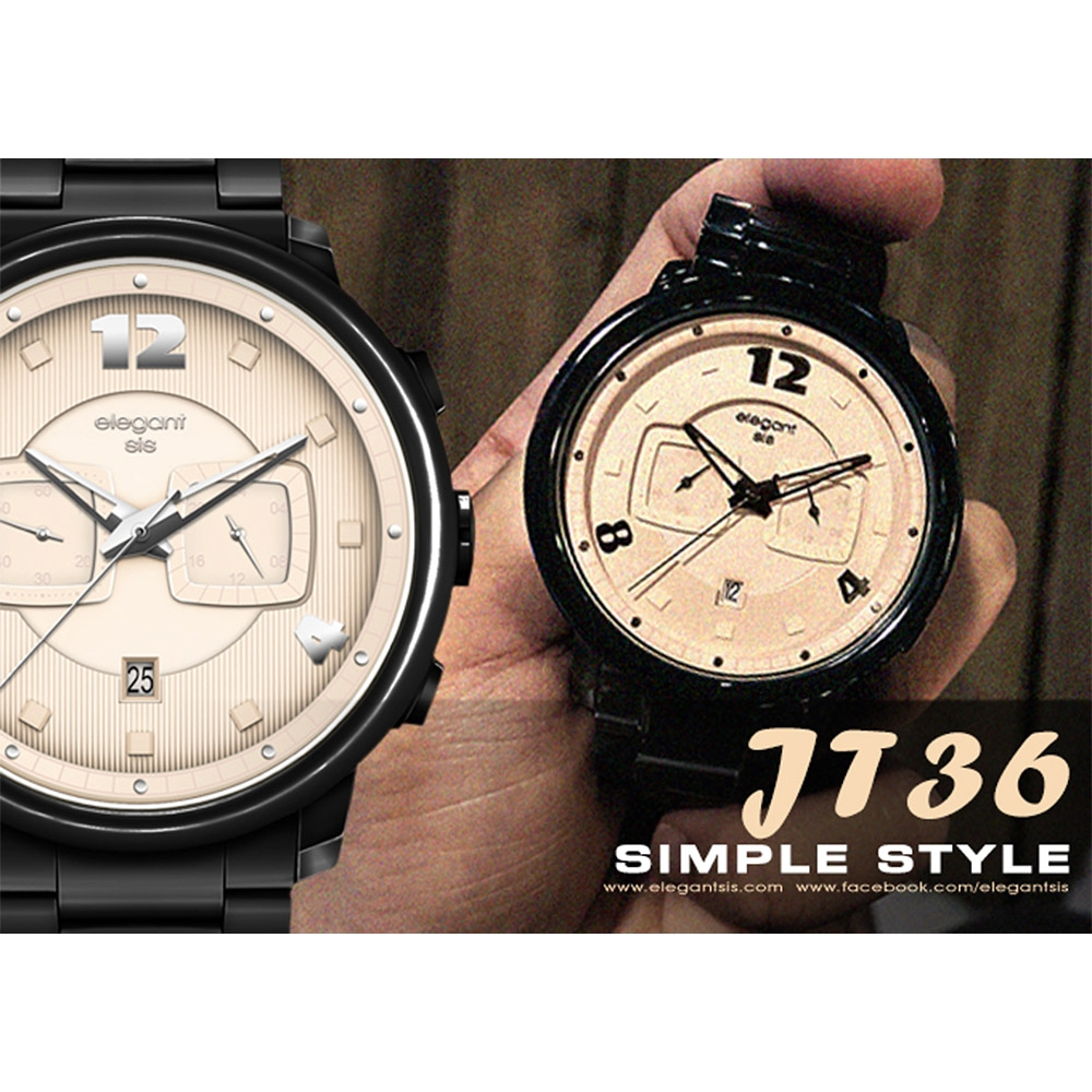 elegantsis 愛樂時 JT36 簡約色調時尚風手錶-45mm ELJT36-OW02MA, , large